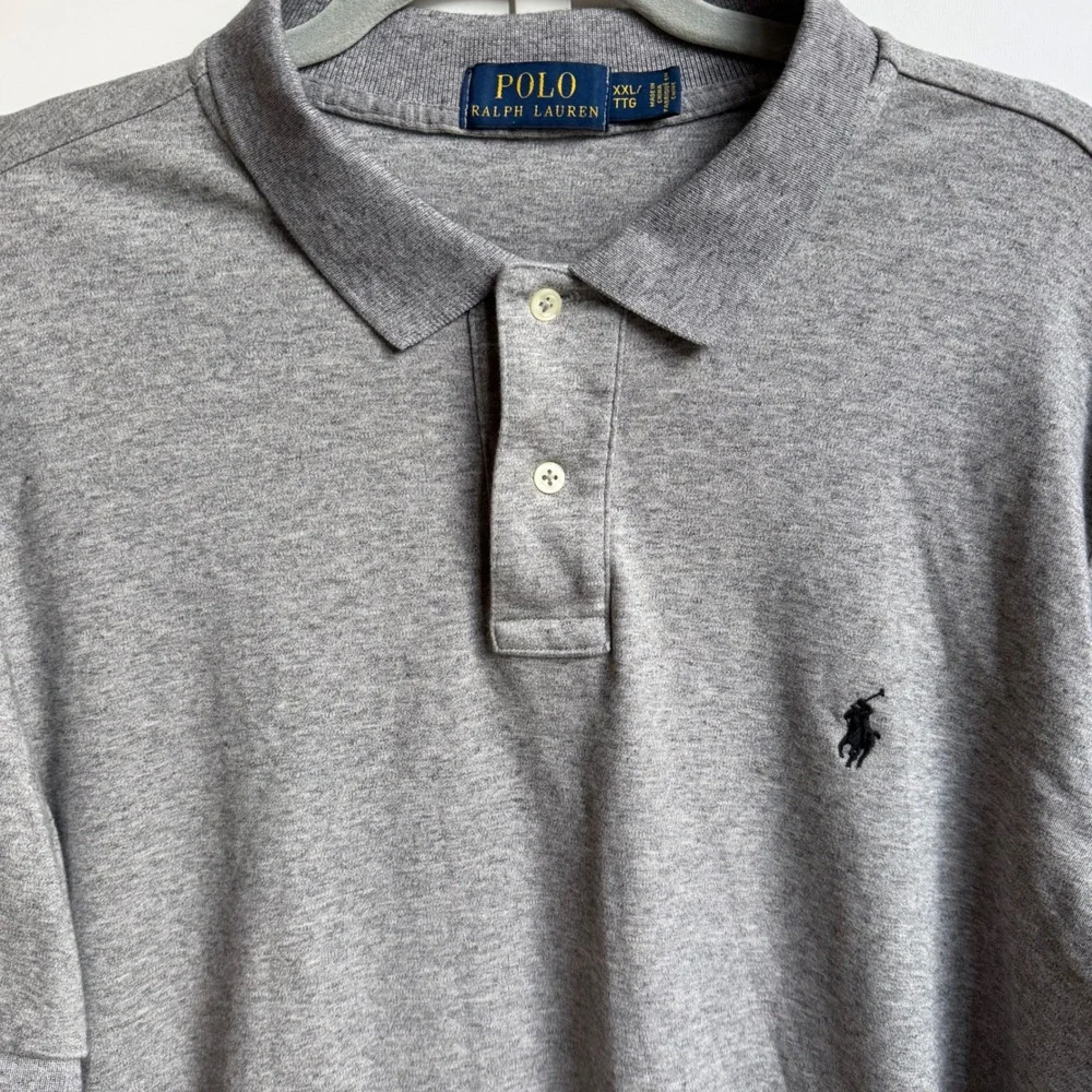 Polo Ralph Lauren Polo Shirt Mens XXL Gray Short Sleeve Cotton Pony Logo Preppy